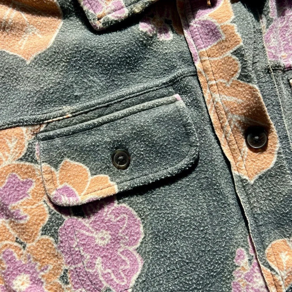 Free People Ruby, Charcoal Floral Button-Up Shacket with Peach & Lavender Prints - Picture 9 of 12